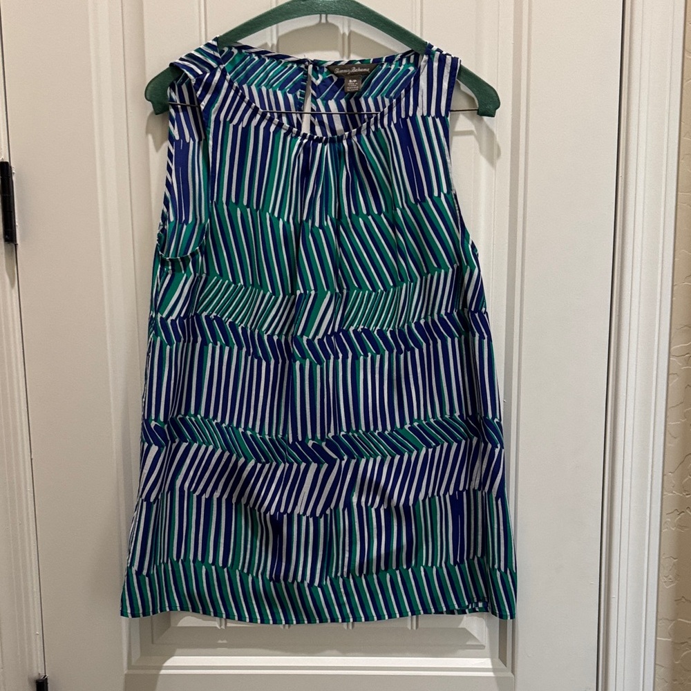 Tommy Bahama Blue and Green Striped Sleeveless Top
